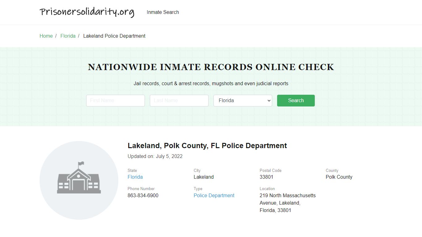 Lakeland, FL Police - City Jail Inmates, Arrests